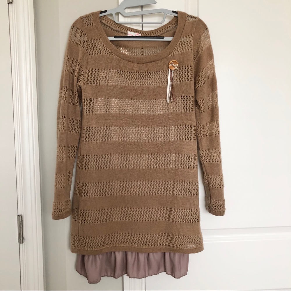 Sweater Dress Knit Brown 2 Piece